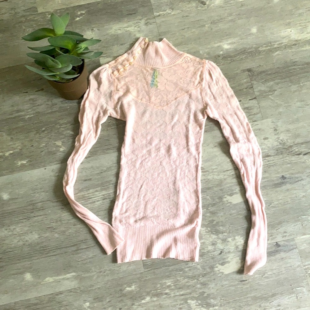 Free People light pink turtleback with buttons